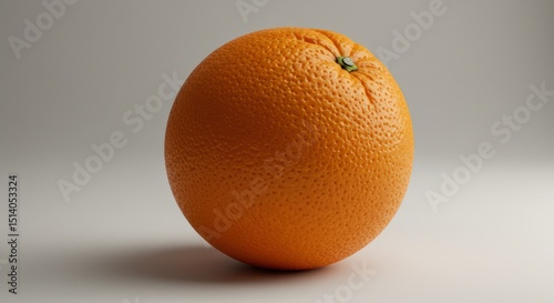 Single orange fruit centered on a white surface with soft lighting.
