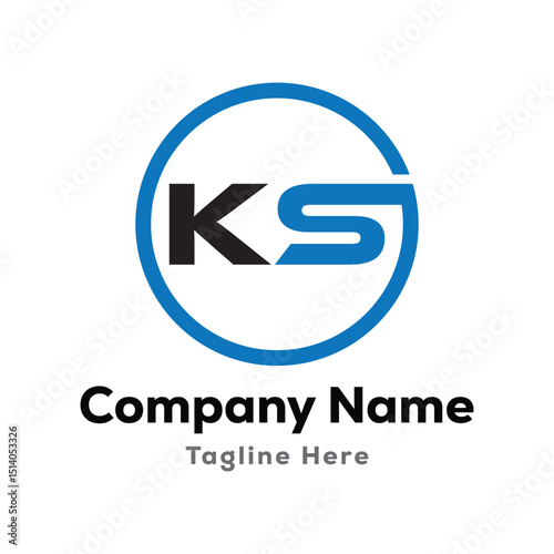 ks letter round shape logo design