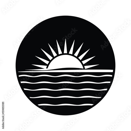 Sunset Over Ocean Vector

