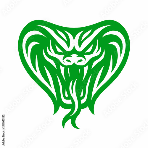 Tribal Snake Head Vector Illustration in Green