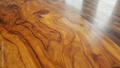 Wallpaper Mural Close-up view of polished wooden surface showcasing intricate grain patterns and rich textures, highlighting the beauty of natural materials in interior design and craftsmanship Torontodigital.ca