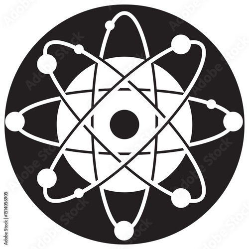 Atom icons. Linear and silhouette style. Vector icons.