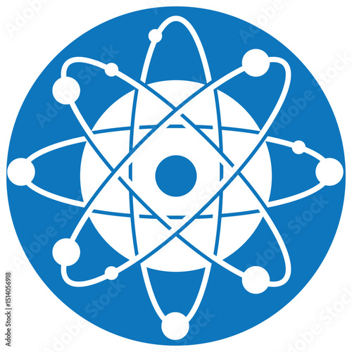Atom icons. Linear and silhouette style. Vector icons.
