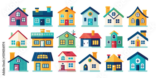 Minimalist Family House Art, Classic Suburban Home Icon, Cute Bungalow House Drawing, Tiny House Front View