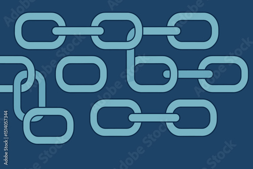 Blockchain technology abstract background. Blue interconnected chain links vector design. Symbol of digital currency, secure data, decentralized network, financial technology, and modern innovation.