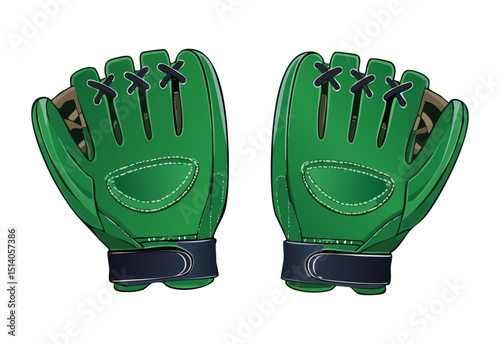 Green Baseball Gloves Pair