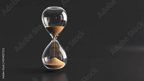 Hourglass Sand Flowing on Dark Background Timing Countdown