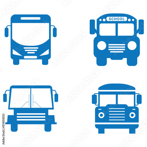 City bus vehicle side view icon and vector silhouette
