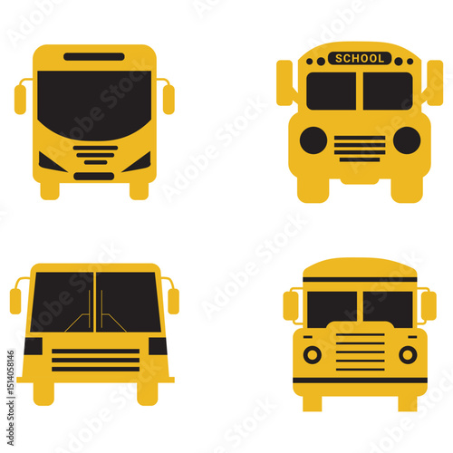 Bus silhouette vector collection. black white bus icon