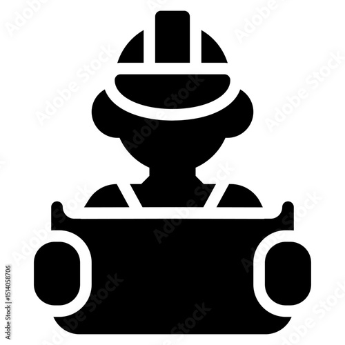 Architect Man Icon In Black Fill. Glyph Style