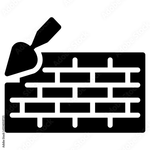 Brick Icon In Black Fill. Glyph Style