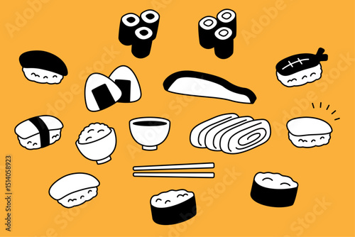 手書き風のかわいい和食セット