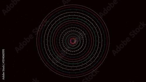 Galactic tribal web animation with orbiting grid and flowing wave motion