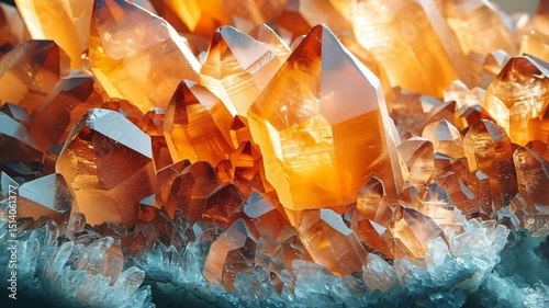 Stunning Orange Crystals Formation Close Up