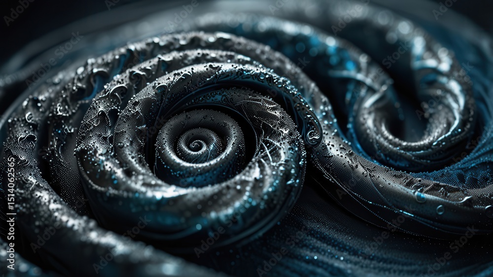 Fototapeta premium Elegant Macro Texture of Metallic Dust with Fluid Spiral Motion, Science STEM Background