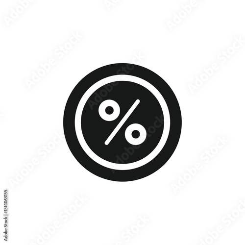 Black percentage icon inside a circular border, minimal flat design, isolated on transparent background.
