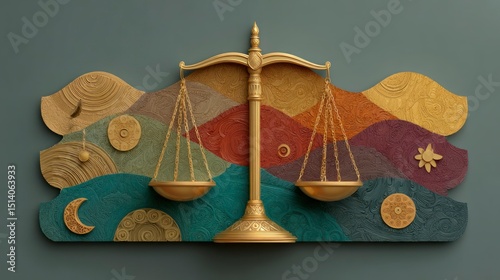 Golden Scales of Justice with Abstract Background Symbolizing Balance Harmony and Fairness i