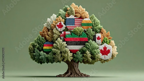 Global Unity Diverse Flags on a Tree of Life