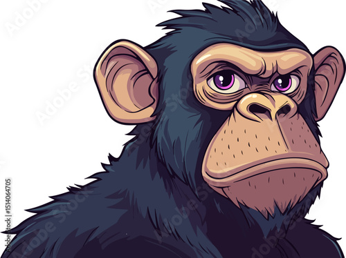 illustration of a cartoon chimpanzee portrait