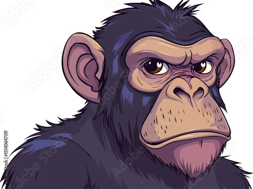 illustration of a cartoon chimpanzee portrait