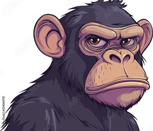 illustration of a cartoon chimpanzee portrait