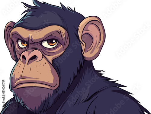 illustration of a cartoon chimpanzee portrait