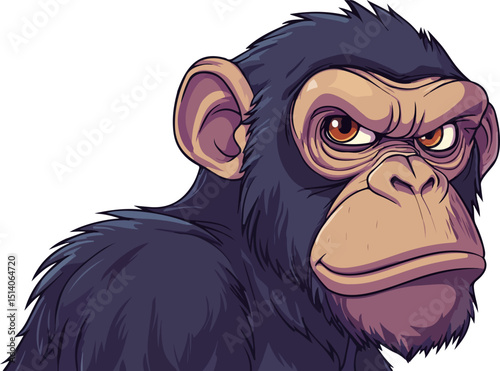 illustration of a cartoon chimpanzee portrait