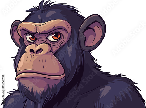 illustration of a cartoon chimpanzee portrait