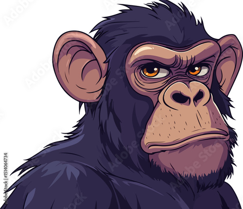illustration of a cartoon chimpanzee portrait