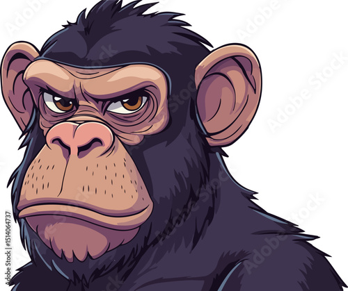 illustration of a cartoon chimpanzee portrait