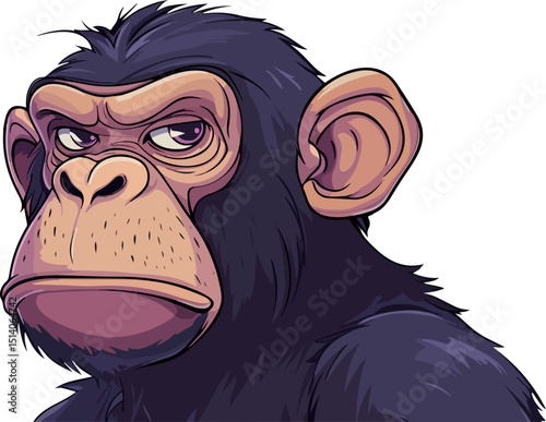 illustration of a cartoon chimpanzee portrait