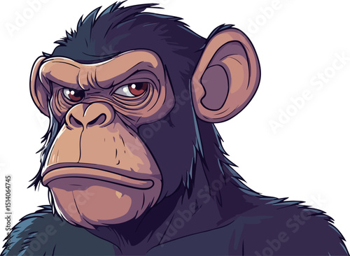 illustration of a cartoon chimpanzee portrait