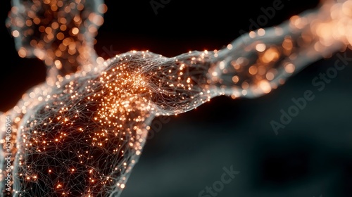 Abstract Neural Network Visualization with Glowing Connections and Nodes