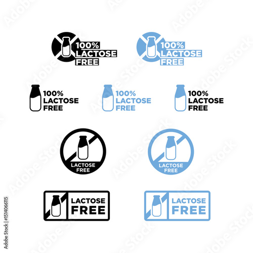 Lactose free icons set vector