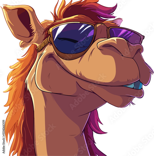 cartoon illustration of camel wearing sunglasses