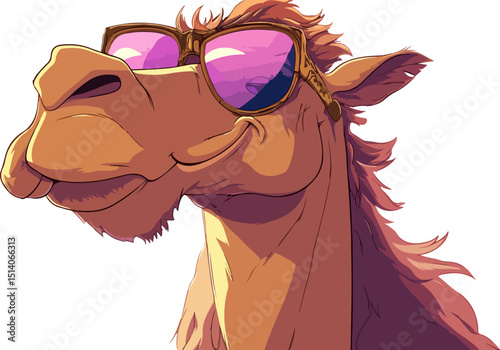 cartoon illustration of camel wearing sunglasses