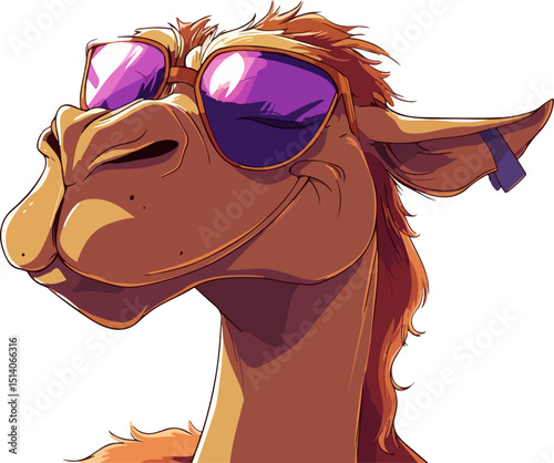 cartoon illustration of camel wearing sunglasses