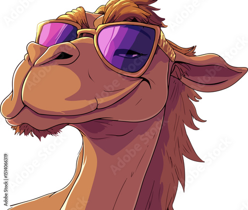 cartoon illustration of camel wearing sunglasses