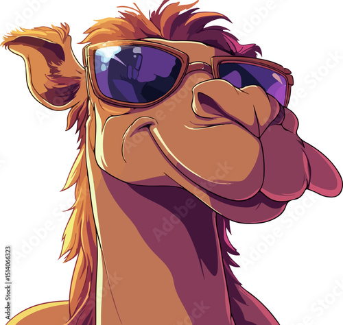 cartoon illustration of camel wearing sunglasses
