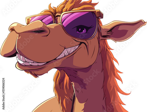 cartoon illustration of camel wearing sunglasses