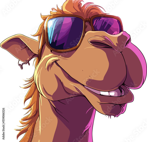 cartoon illustration of camel wearing sunglasses