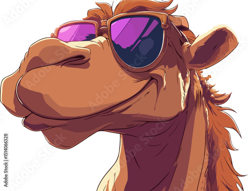 cartoon illustration of camel wearing sunglasses