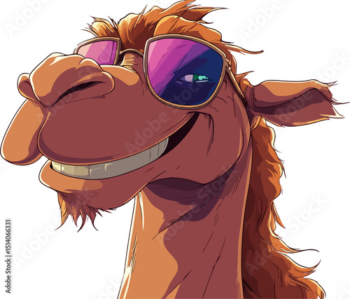 cartoon illustration of camel wearing sunglasses