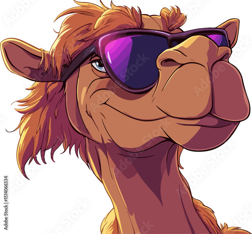 cartoon illustration of camel wearing sunglasses