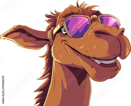 cartoon illustration of camel wearing sunglasses