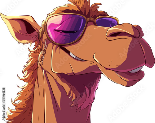 cartoon illustration of camel wearing sunglasses
