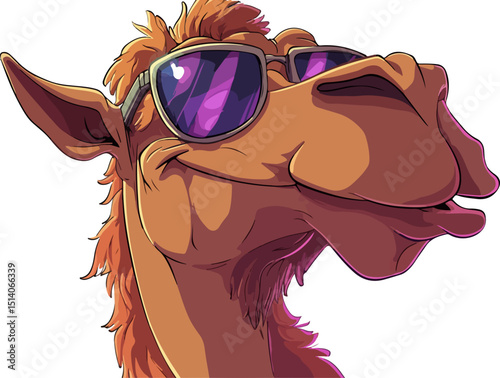 cartoon illustration of camel wearing sunglasses