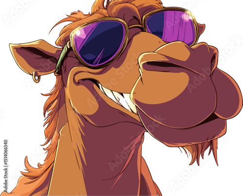 cartoon illustration of camel wearing sunglasses