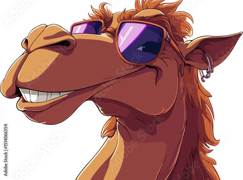 cartoon illustration of camel wearing sunglasses