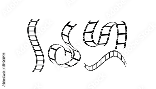 black and white film strip. Film tape vintage icon isolate. movies film background with flim roll